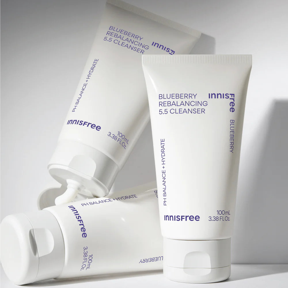Innisfree Blueberry Rebalancing 5.5 Cleanser, Glycerin & Citric Acid, For Sensitive Skin, 100g