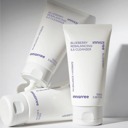 Innisfree Blueberry Rebalancing 5.5 Cleanser, Glycerin & Citric Acid, For Sensitive Skin, 100g