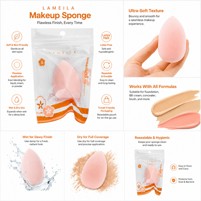 Lameila Beauty Makeup Sponge  Pink  A79946  1-Pack