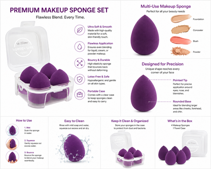 Lameila Powder Puff  Purple  A80210-5  4-Pack