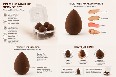 Lameila Powder Puff  Brown  A80210-5  4-Pack
