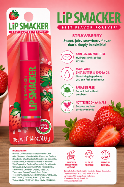 Lip Smacker Strawberry Lip Balm, 4g