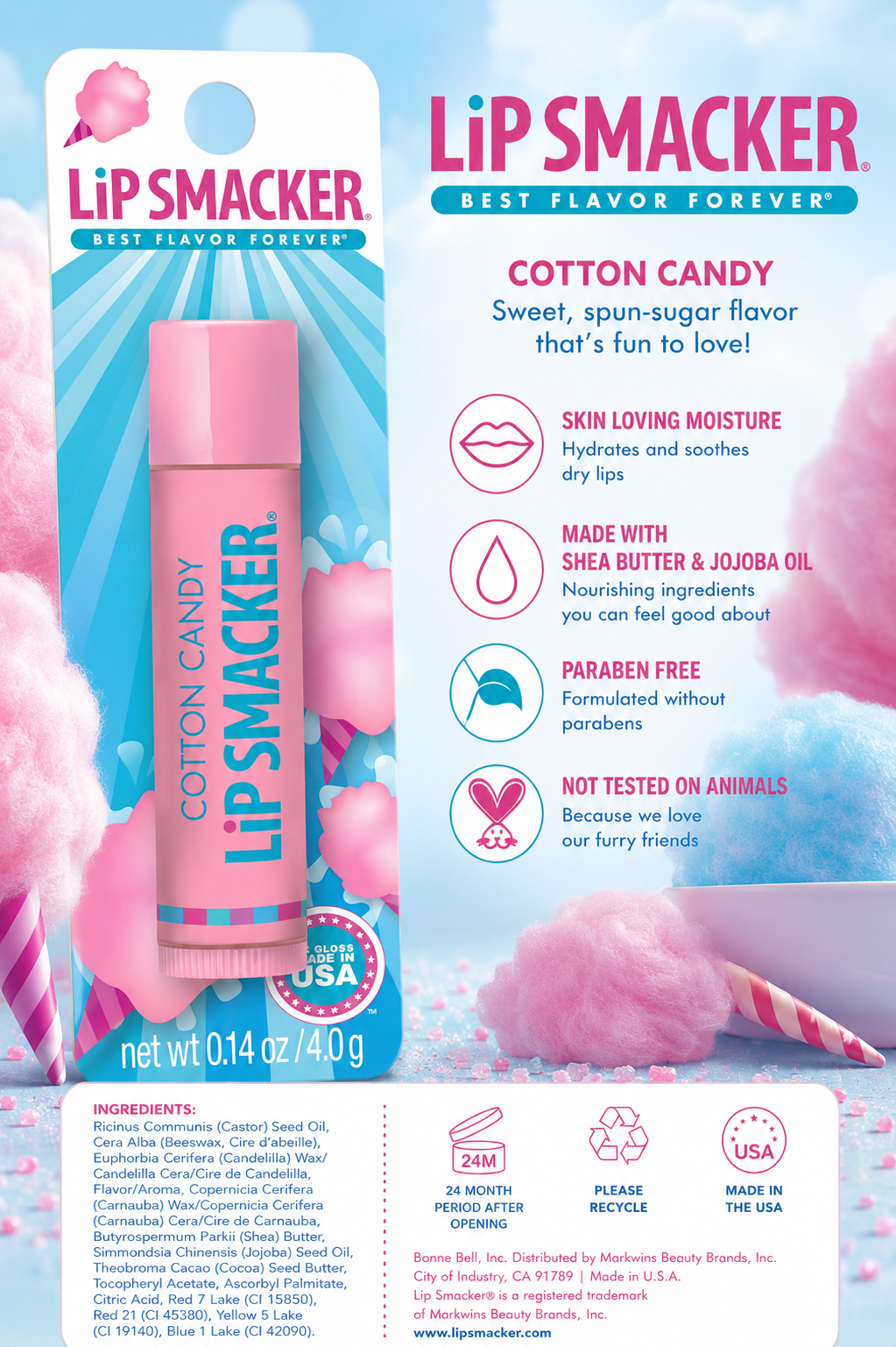 Lip Smacker Cotton Candy Lip Balm, 4g