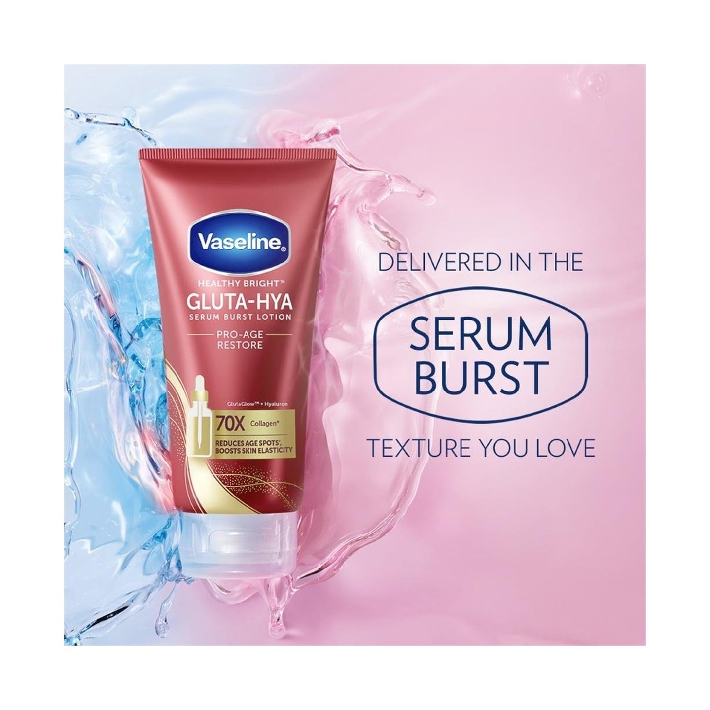 Vaseline Healthy Bright Gluta-Hya Pro-Age Restore Serum Burst Lotion, For Dewy Skin, 300ml