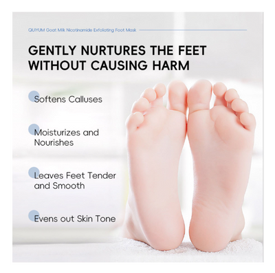 Quiyum Goat Milk Nicotinamide Exfoliating Foot Mask, For Dry & Rough Skin, 35g, QY97677B