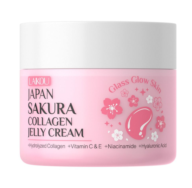 Laikou Japan Sakura Collagen Jelly Cream, Niacinamide, Hyaluronic Acid, For Dry Skin, 100g, LK32630A