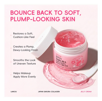 Laikou Japan Sakura Collagen Jelly Cream, Niacinamide, Hyaluronic Acid, For Dry Skin, 100g, LK32630A
