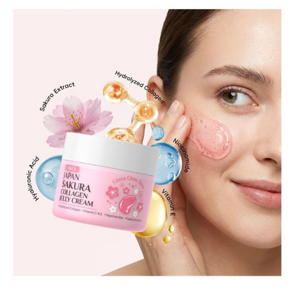 Laikou Japan Sakura Collagen Jelly Cream, Niacinamide, Hyaluronic Acid, For Dry Skin, 100g, LK32630A