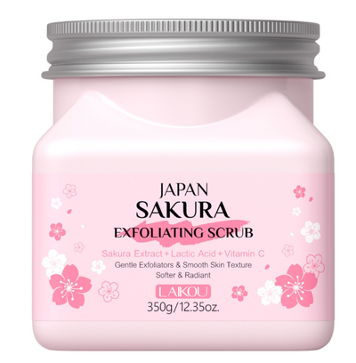 Laikou Japan 2-In-1 Sakura Exfoliating Scrub, Lactic Acid + Vitamin C, For Radiant Skin 350g, LK81997A