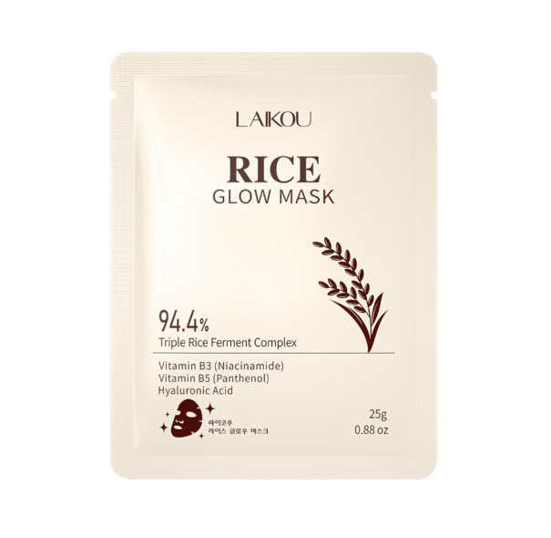 Laikou 94.4% Triple Rice Ferment Complex Rice Glow Mask, Hyaluronic Acid, Vitamin B5 & B3, For Hydrated Skin, 25g, LK31671A