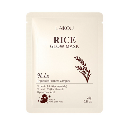 Laikou 94.4% Triple Rice Ferment Complex Rice Glow Mask, Hyaluronic Acid, Vitamin B5 & B3, For Hydrated Skin, 25g, LK31671A