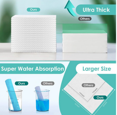 Ditoi Clean Disposable Face Towel Soft Cleaning Dry Wipes, For Sensitive Skin, 50-Pack, (10 X 12 Inches)