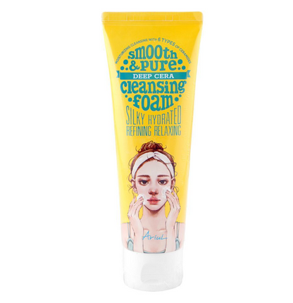 Ariul Smooth & Pure Deep Cera Cleansing Foam, Myristic Acid & Hyaluronic Acid, For Radiant & Healthy Skin, 120ml