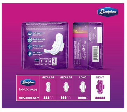 Bodyform Cushion Soft Overnight Maxi Sanitary Pads With Wings  8-Pack