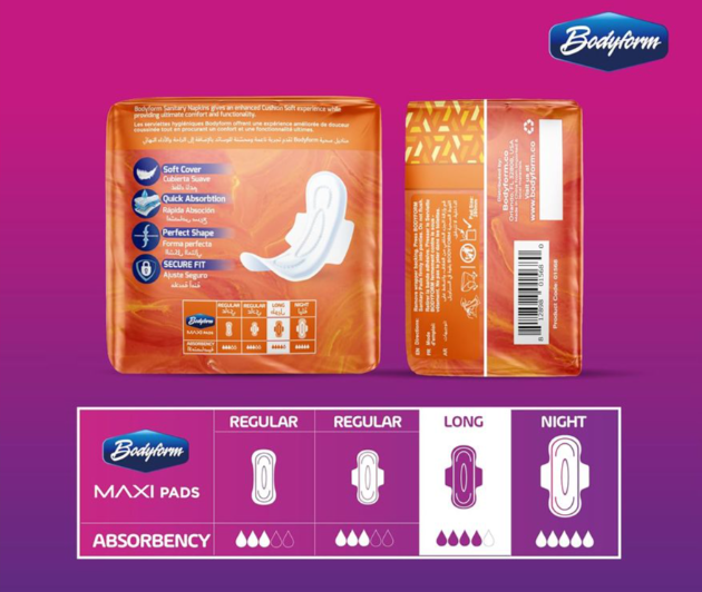 Bodyform Cushion Soft Long Maxi Sanitary Pads With Wings  10-Pack
