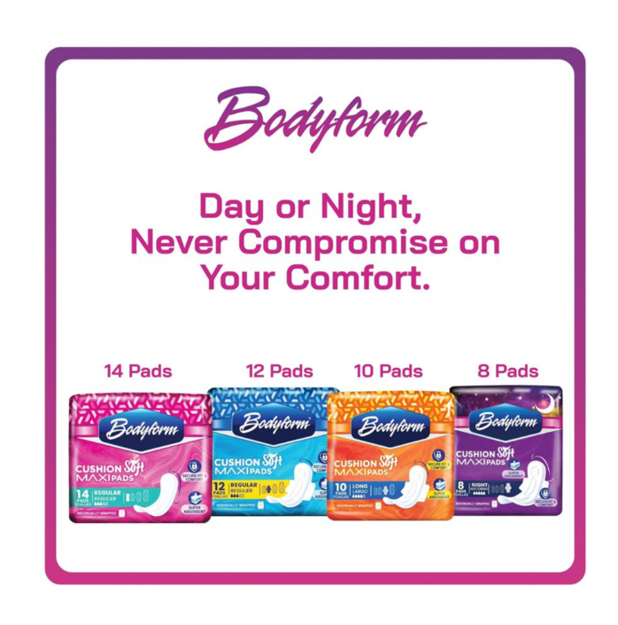 Bodyform Cushion Soft Regular Maxi Sanitary Pads With Wings  12-Pack