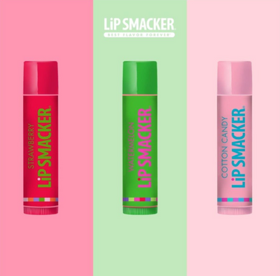 Lip Smackers Flavored Lip Balm Original & Best - Moisturizing, Soothing Trio Strawberry, Watermelon, & Cotton Candy, 3 Pcs, 12g