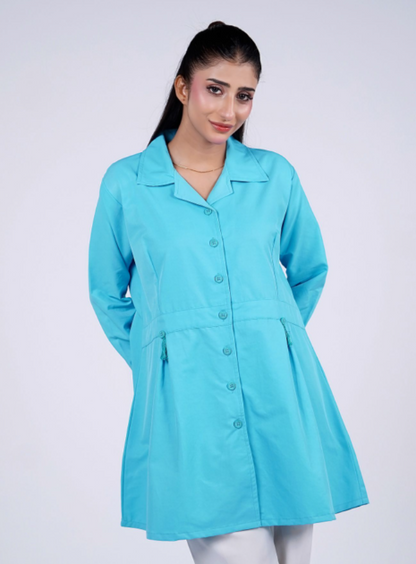Basix Women's Cotton Button Shirt Satin Turquoise, WS-555