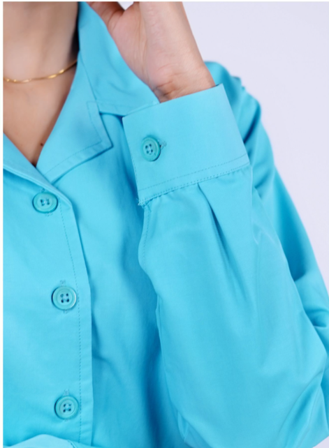 Basix Women's Cotton Button Shirt Satin Turquoise, WS-555