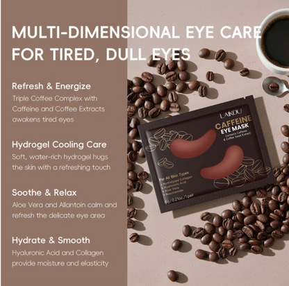 Laikou Caffeine Eye Mask, Niacinamide, Hyaluronic Acid, For All Types Of Skin, 6g, LK33613A