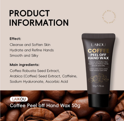 Laikou Coffee Peel Off Hand Wax, Ascorbic Acid, Caffeine, For Dry & Rough Skin, 50g, LK99695A