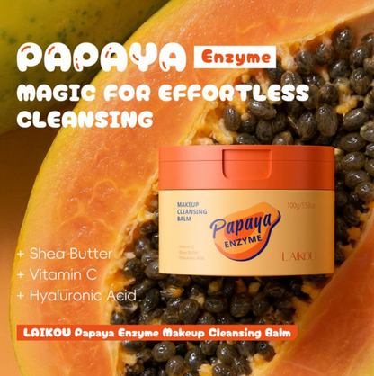 Laikou Papaya Enzyme Makeup Cleansing Balm, Shea Butter, Vitamin E, For Radiant Skin, 100g, LK32241A