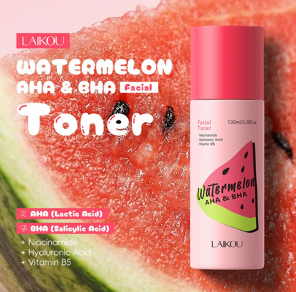 Laikou Watermelon AHA & BHA Facial Toner, Lactic Acid, Salicylic Acid, For All Types Of Skin, 100ml, LK32265A