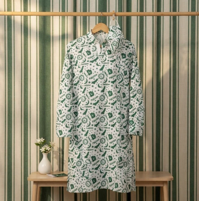 Basix Independence Day Pakistan Flag Kurti For Women, With Mask & Hair Band