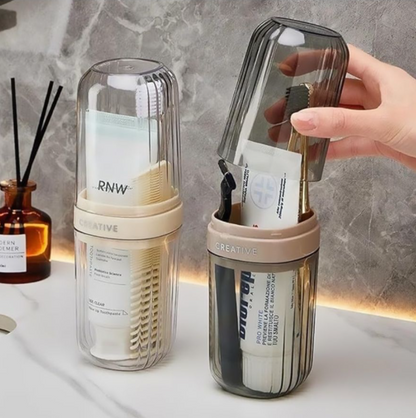 Portable Travel Toothbrush 2-In-1 Case With Cup