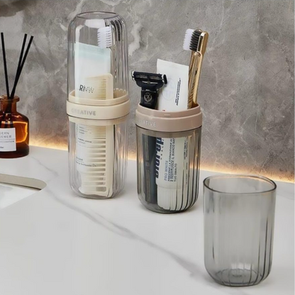 Portable Travel Toothbrush 2-In-1 Case With Cup