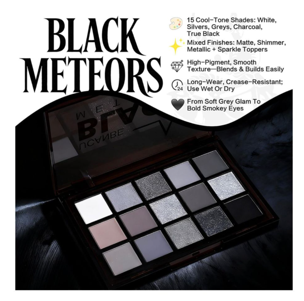 Ucanbe Black Meteors Eyeshadow Palette, 15-Pack, STUB061_09