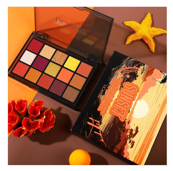 Ucanbe Sunset Orange Eyeshadow Palette, Water & Sweat Proof, 15-Pack, STUB061_16