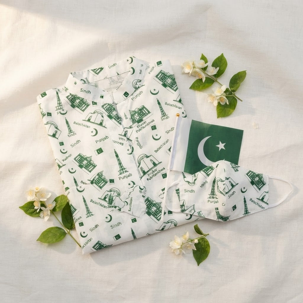 Basix Independence Day Landmarks Kurti For Women, With Mask & Hair Band