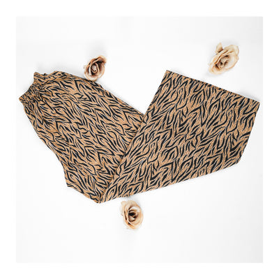Basix Women's Twin Pocket Trouser, Camel Brown & Black, Zebra Prints, LT-619