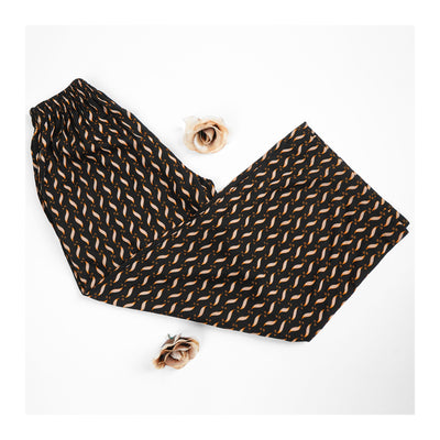 Basix Women's Twin Pocket Trouser, Black With Golden Petals, LT-620