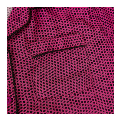 Basix Girl's Short Sleeves Nightwear 2-Piece Set, Dark Magenta With Black Stars, GRL-189