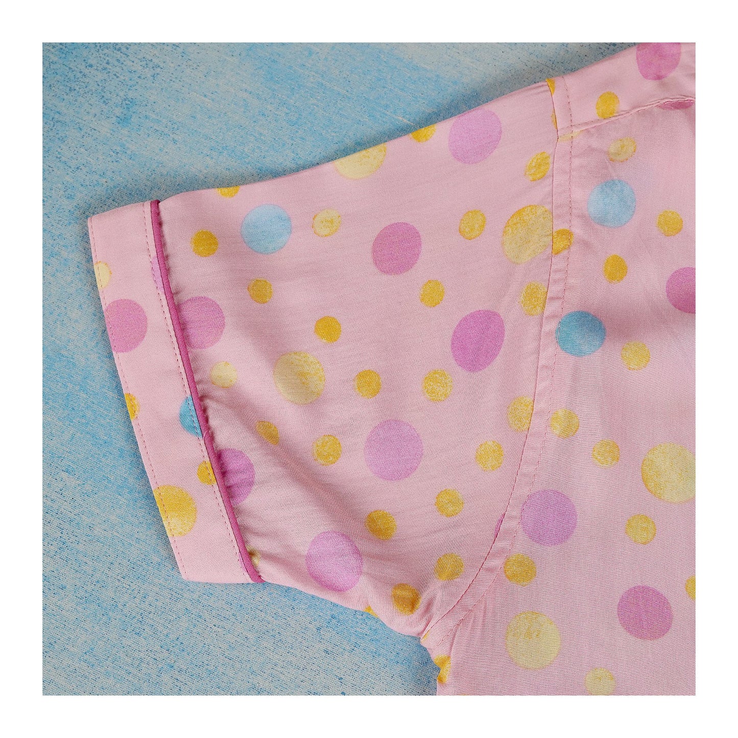 Basix Girl's Short Sleeves Nightwear 2-Piece Set, Pink Multi Colored Polka Dots, GRL-190