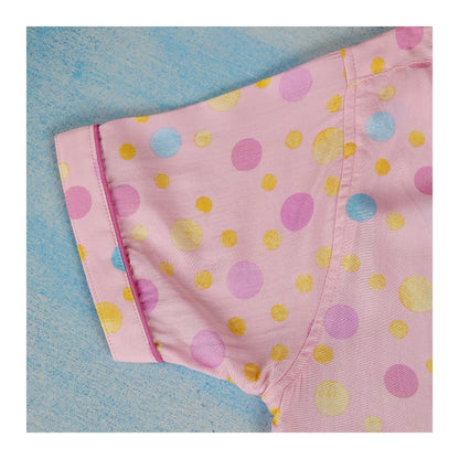 Basix Girl's Short Sleeves Nightwear 2-Piece Set, Pink Multi Colored Polka Dots, GRL-190