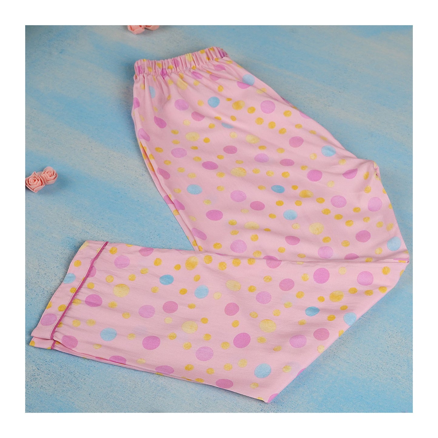 Basix Girl's Short Sleeves Nightwear 2-Piece Set, Pink Multi Colored Polka Dots, GRL-190