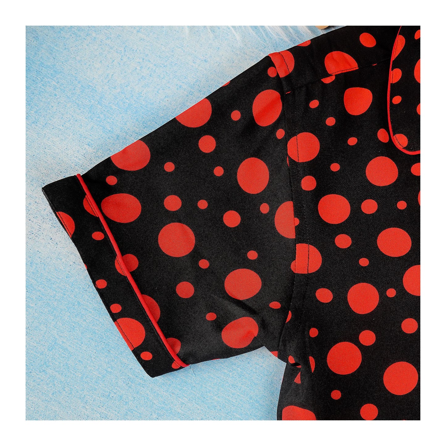 Basix Girl's Short Sleeves Nightwear 2-Piece Set, Black & Red Big & Small Polka Dots, GRL-192