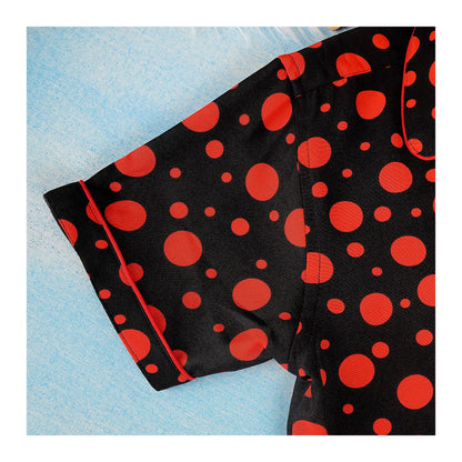 Basix Girl's Short Sleeves Nightwear 2-Piece Set, Black & Red Big & Small Polka Dots, GRL-192