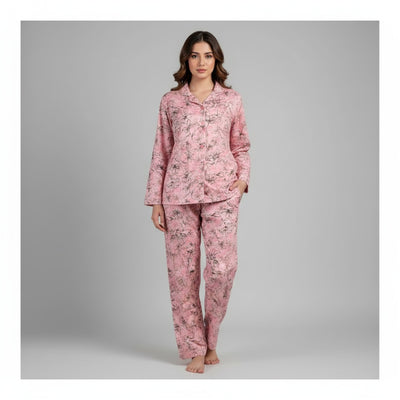 Basix Women's Flora Loungewear 2 Pieces Set, Powder Pink & Black, LW-674