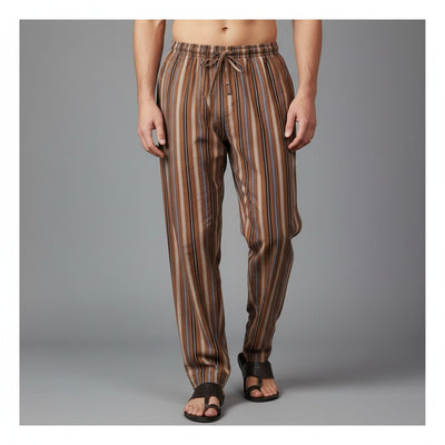 Basix Men's Stripes Trouser, Chocolate Brown & Black, MT-948