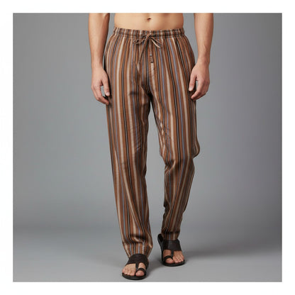 Basix Men's Stripes Trouser, Chocolate Brown &amp; Black, MT-948