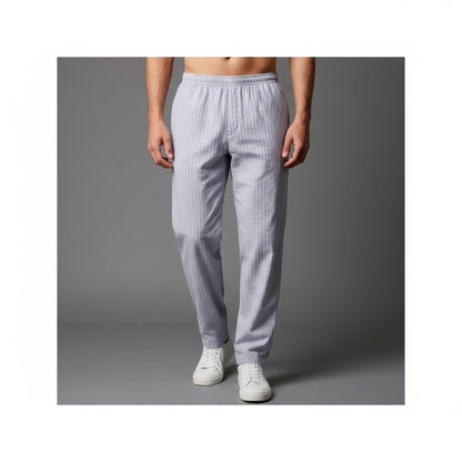 Basix Men's Stripes Trouser, Sky Blue &amp; White, Cotton, MT-949