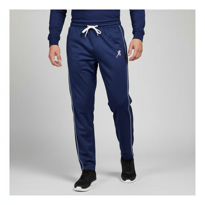 Basix Men's Terry Stretch & Zipper Pockets Trouser, Navy Blue & White, MT-950