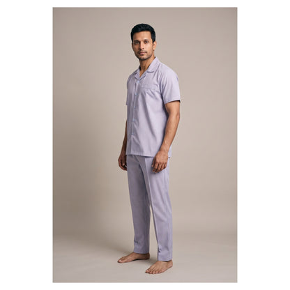 Basix Men's Miniature Checks Short Sleeves Loungewear 2 Piece Set Turquoise & White LW-844