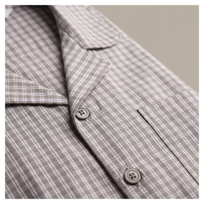 Basix Men's Checks Short Sleeves Loungewear 2 Piece Set Brown & White Cotton LW-855