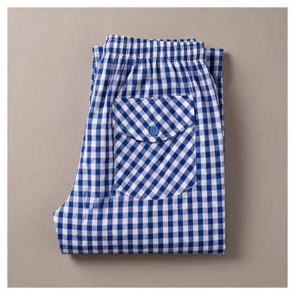 Basix Men's Trouser Small Checks Blue & White MT-952