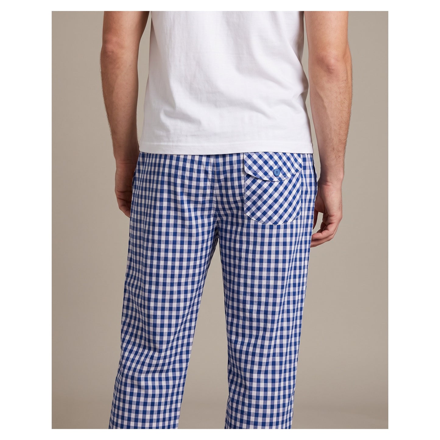 Basix Men's Trouser Small Checks Blue & White MT-952